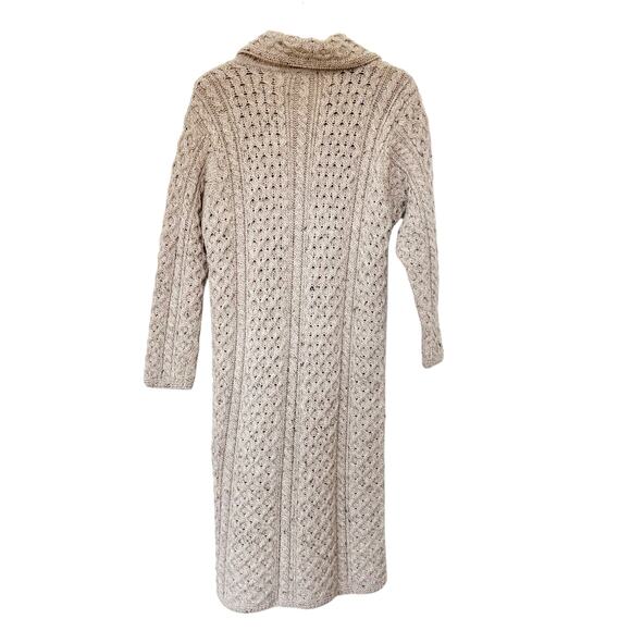 Stanoun Tan Merino Wool Made in Ireland Knit Longline Cardigan Sz M - Picture 7 of 7